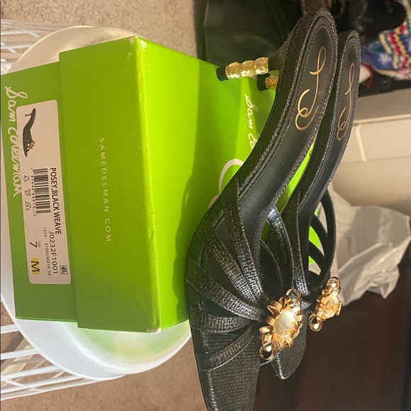 Sam Elderman Posey black weave heels - Picture 2 of 4